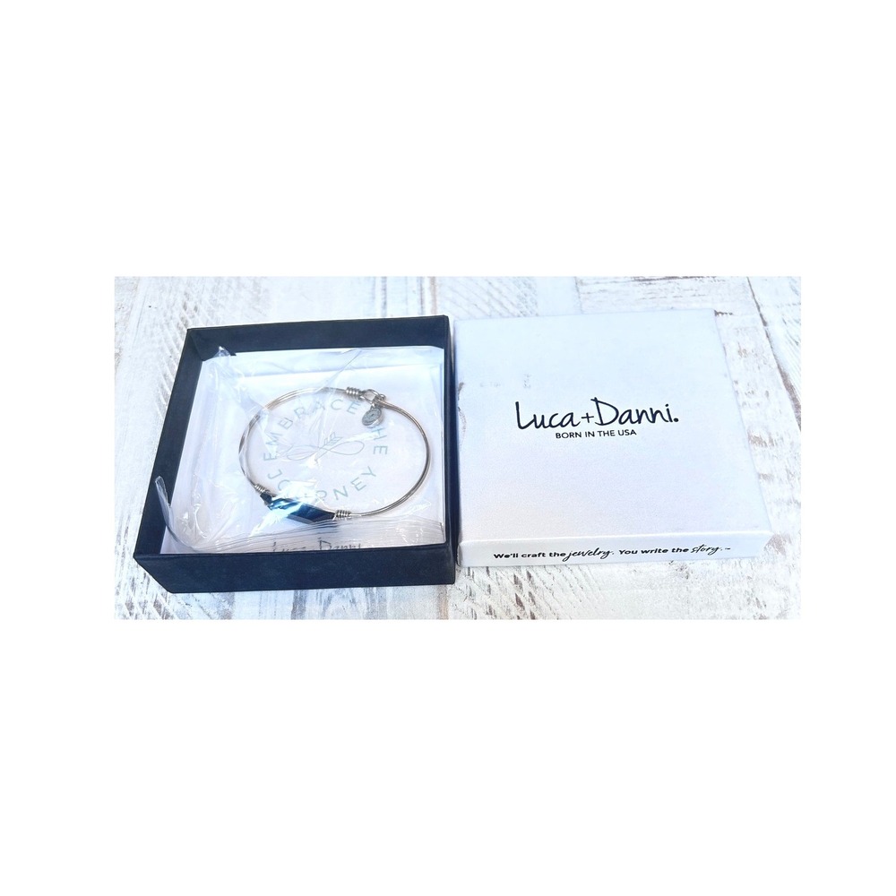 Luca + Danni Black Crystal Stacking Bangle‎ Bracelet Silver Tone Made in USA